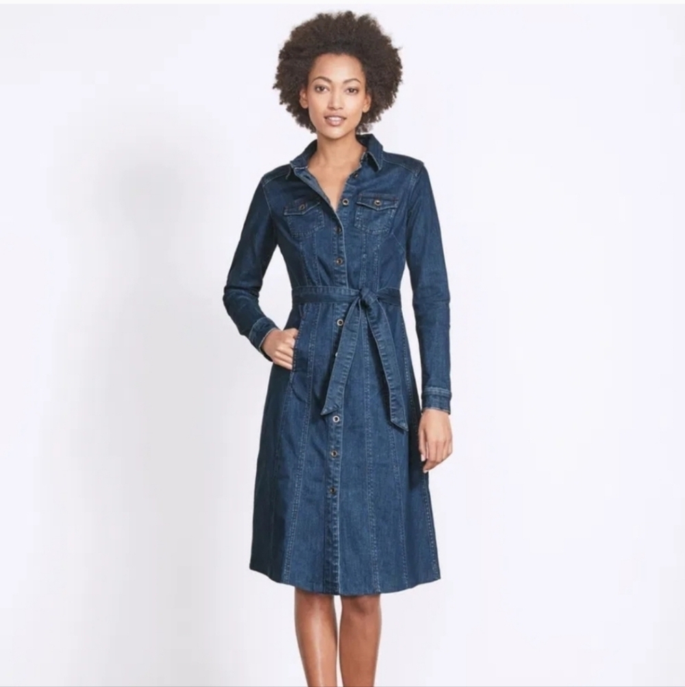 Boden Long Sleeve Dark Denim Dress